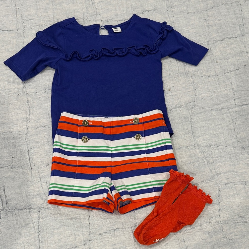 Janie and Jack Blue and Multicolor Kids Matching Set